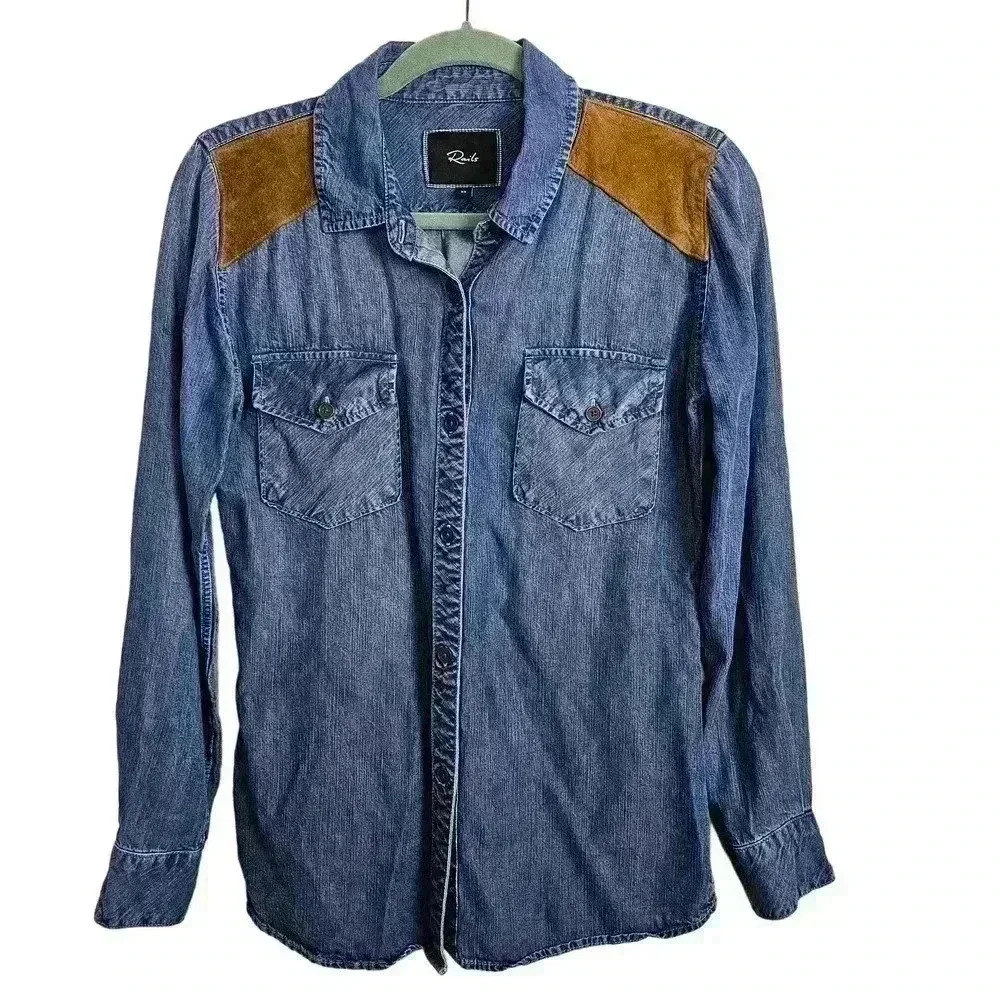 Rails Ashlyn Denim Button Down In Blue/Brown - image 1